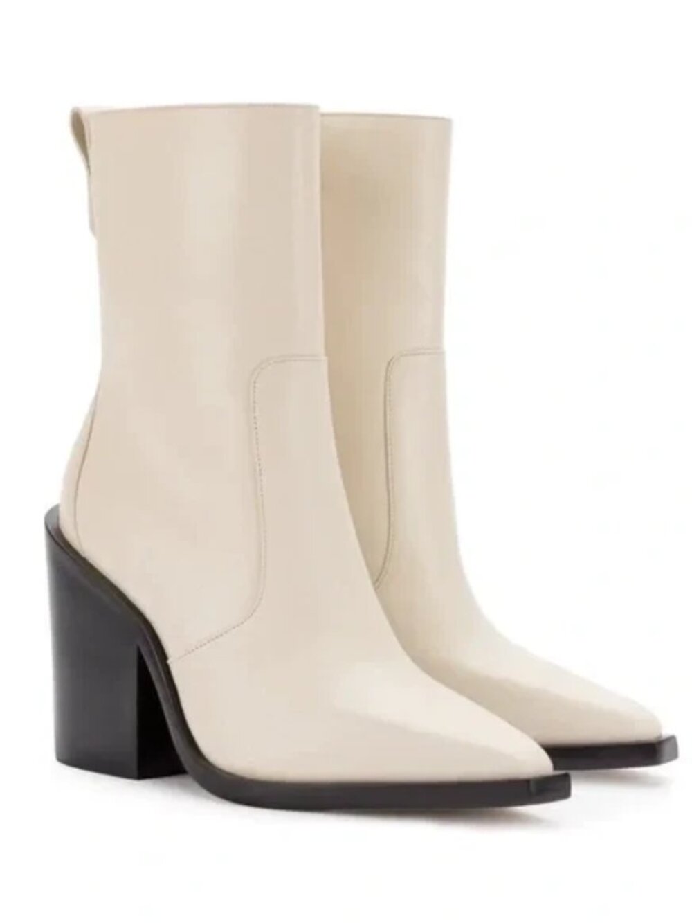 Larroude James Ivory Leather Pointed Toe Boot Sz 7 NEW